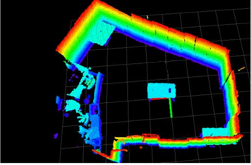 The 3D map of the envitonment built using Octomap